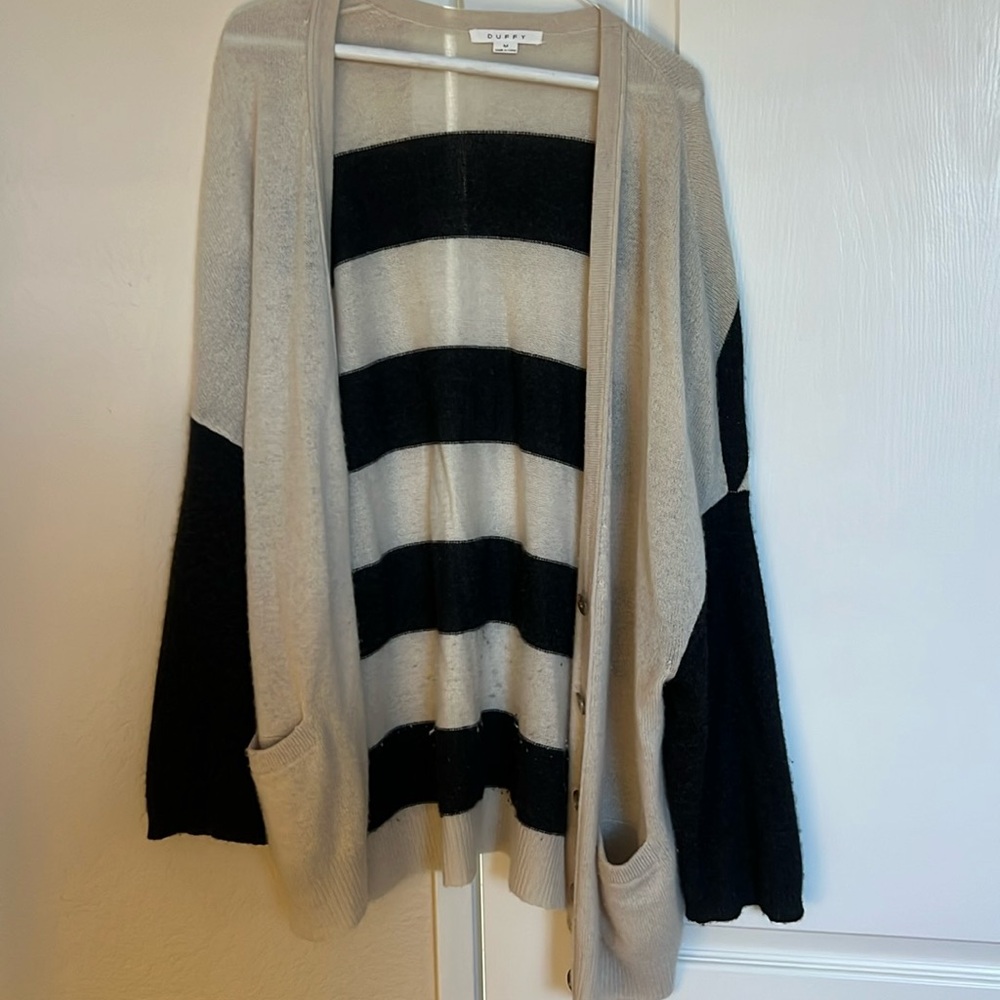 Duffy Knitwear Cashmere Striped Oversized Cardigan Size M